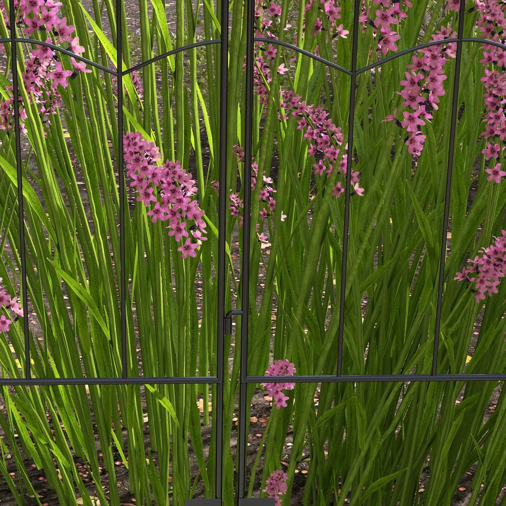 Outsunny Gard de Grădină cu 4 Panouri şi 8 Ţăruşi de Pământ, 348x110 cm, Negru | Aosom Romania