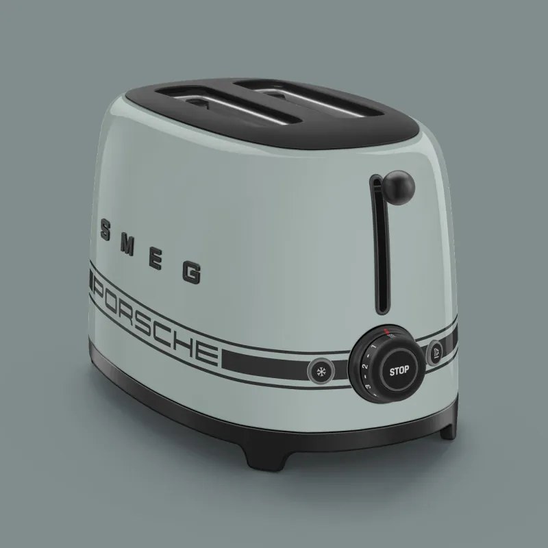 Prajitor de paine SMEG 50's Style Porsche TSF01PSGEU, 950 W, 2 felii, 6 trepte, Tava pentru firimituri, Cablu integrat, Otel inoxidabil, Verde