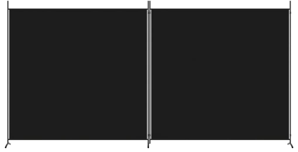 Paravan de camera cu 2 panouri, negru, 348x180 cm, textil