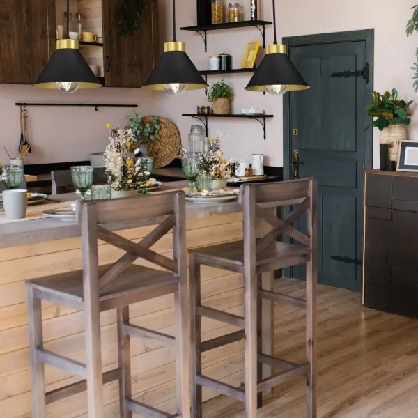 Lustră pe cablu DEMET 3xE27/60W/230V neagră/aurie