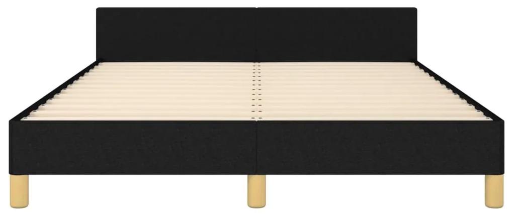Cadru de pat cu tablie, negru, 140x190 cm, textil Negru, 140 x 190 cm, Culoare unica si cuie de tapiterie