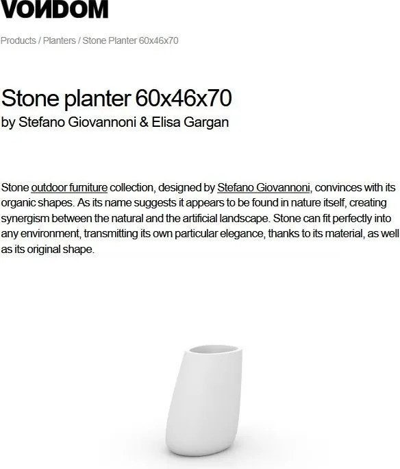 Ghiveci plante, flori design decorativ modern pentru amenajari interioare si exterioare, STONE PLANTER 55009R Vondom