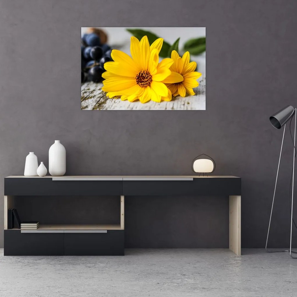 Tablou cu floare galbenă (90x60 cm)