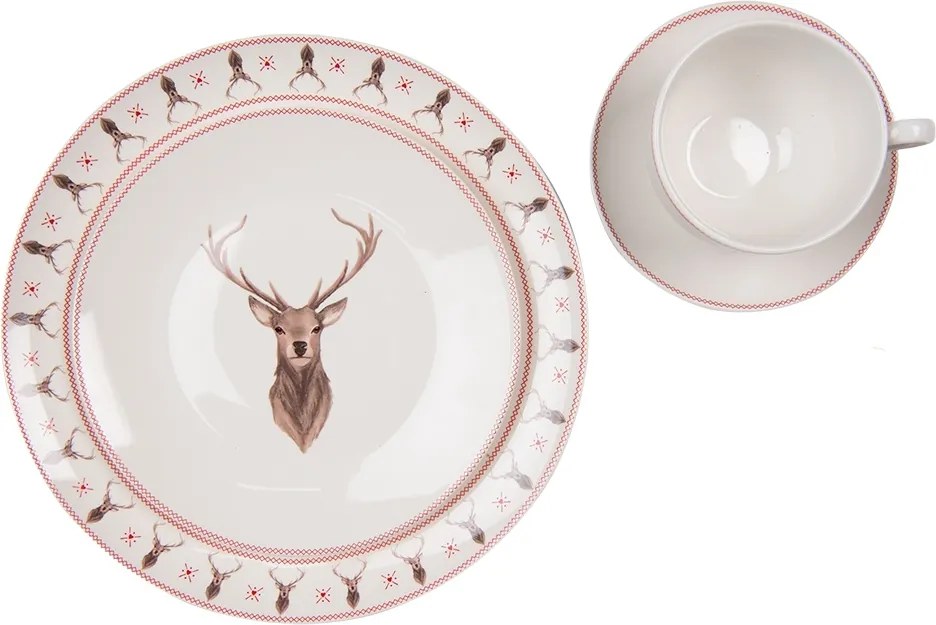 Farfurie alba, din portelan, design cerb, Ø 20 cm, Deer