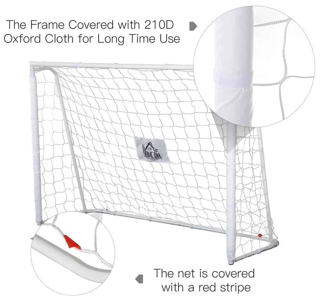 HOMCOM Poartă de Fotbal pentru Adulți și Copii de Grădină cu Țintă Centrală și Stâlpi, 186x62x123 cm, Alb | Aosom Romania