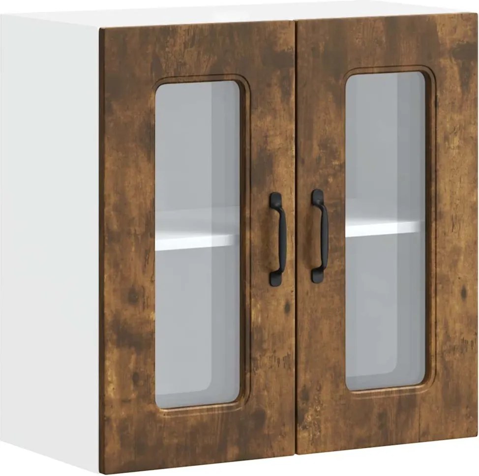 vidaXL Dulap de bucătărie cu ușă din sticlă "Kalmar" stejar afumat