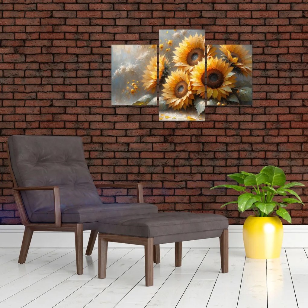 Tablou - Pictură cu floarea-soarelui (90x60 cm)