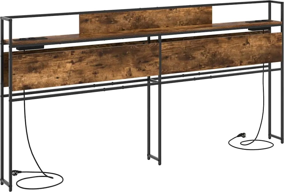 vidaXL Tăblie de depozitare cu raft Stejar afumat 180 cm Lemn compozit