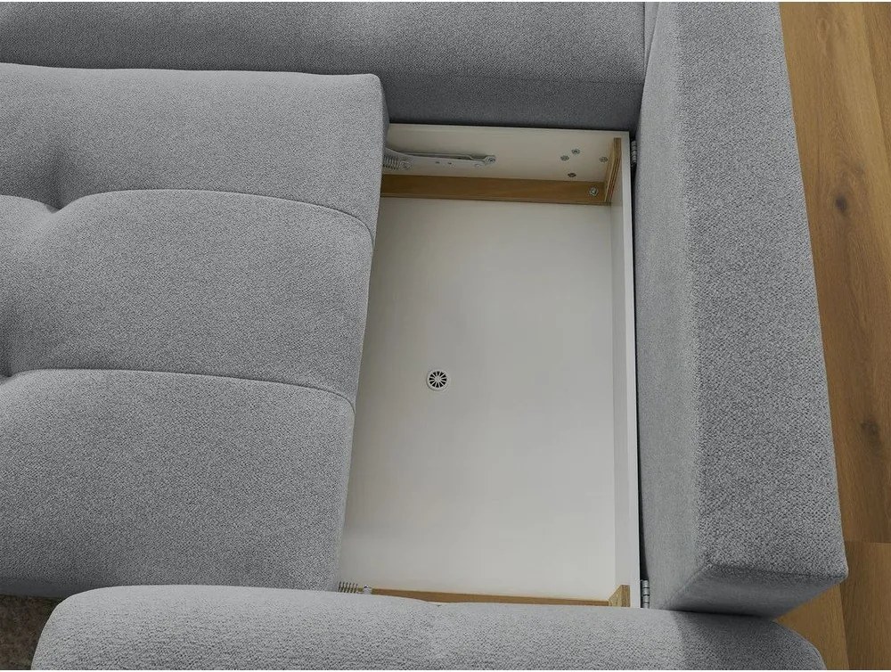 Colțar gri extensibil/cu spațiu de depozitare cu tapițerie din chenille (cu colț pe partea stângă/cu șezlong) Roxelane – Bobochic Paris