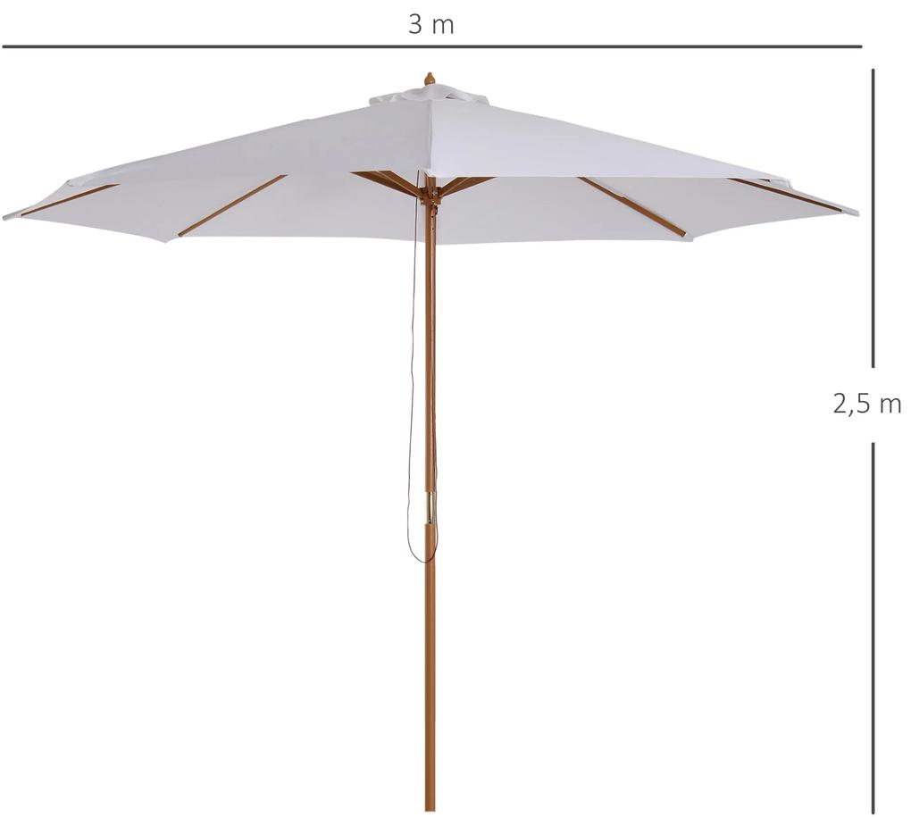 Outsunny Umbrela din Lemn Umbrela Soare pentru Gradina Balcon Alb 3 m | Aosom Ro