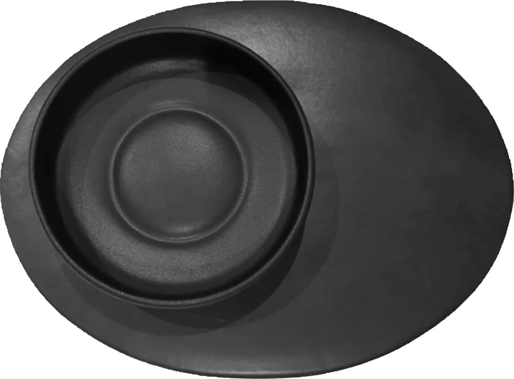 Set 48 Piese Sushi Vulcano ( 24 Platouri Sushi + 24 Boluri Vulcano) Glazura Negru Mat Carbon