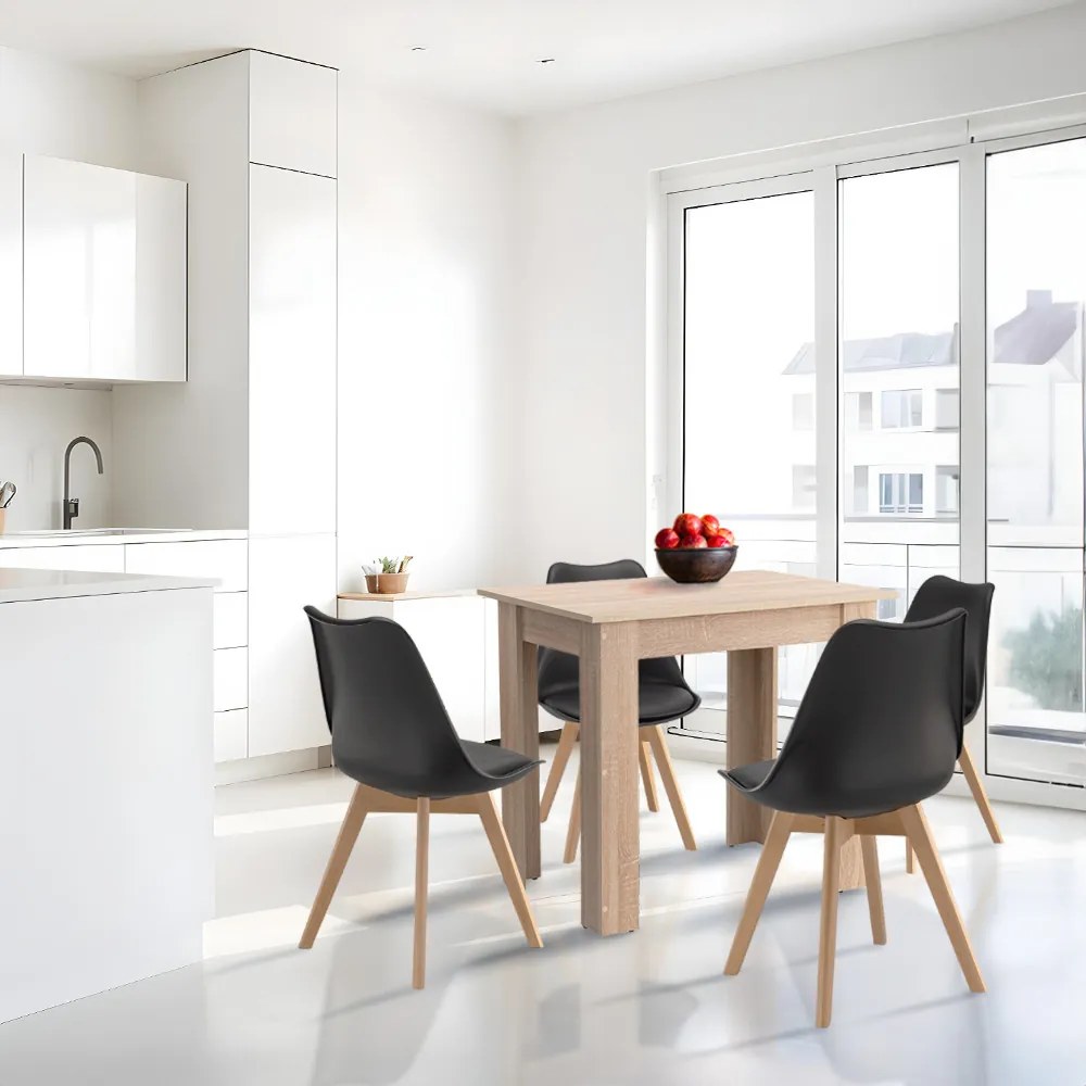 Set de masă Amina 4+1 negru-stejar Sonoma