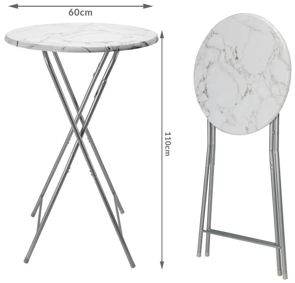 Masa bar aspect marmura Pliabil Ø 60 cm