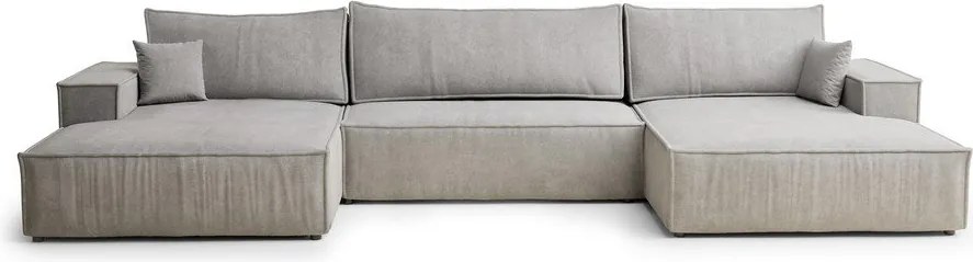 Colțar grej extensibil/cu spațiu de depozitare cu tapițerie din chenille (în formă de "U") Kyoto – Maison de Rêve