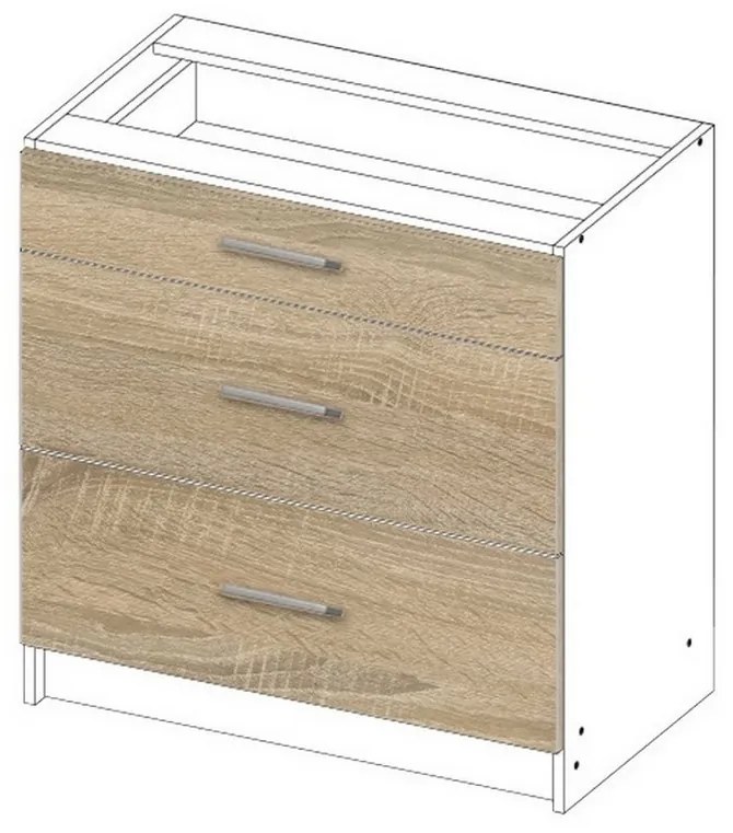 Supermobel Corp inferior bucătărie cu blat LIMA S60 3SZ, 60x85,5x46, sonoma/alb