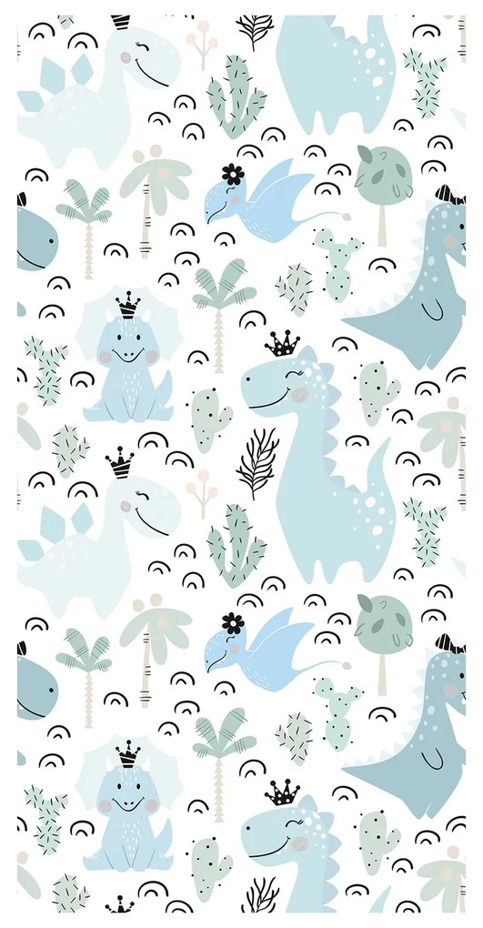 Tapet - dinozauri drăguți în culori albastru deschis