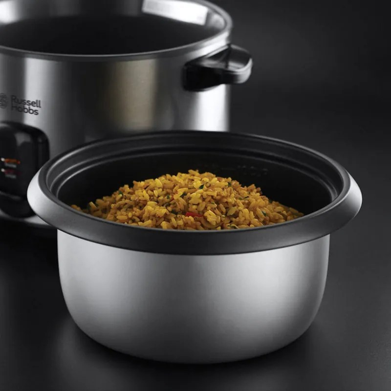 La mâna a doua: Aparat pentru gatit orez sau cu aburi Russell Hobbs 19750-56 Cook@Home, 700W, 1.8 l, 2 programe, Inox