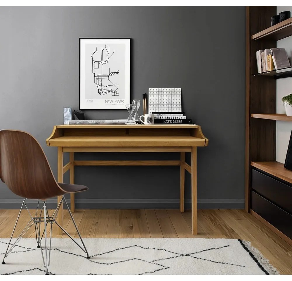 Birou de tip secretaire cu aspect de lemn de stejar 44x115 cm Carteret – Woodman