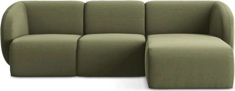 Colțar verde cu tapițerie din catifea (cu colț pe partea dreaptă/cu șezlong) Lani – Makamii