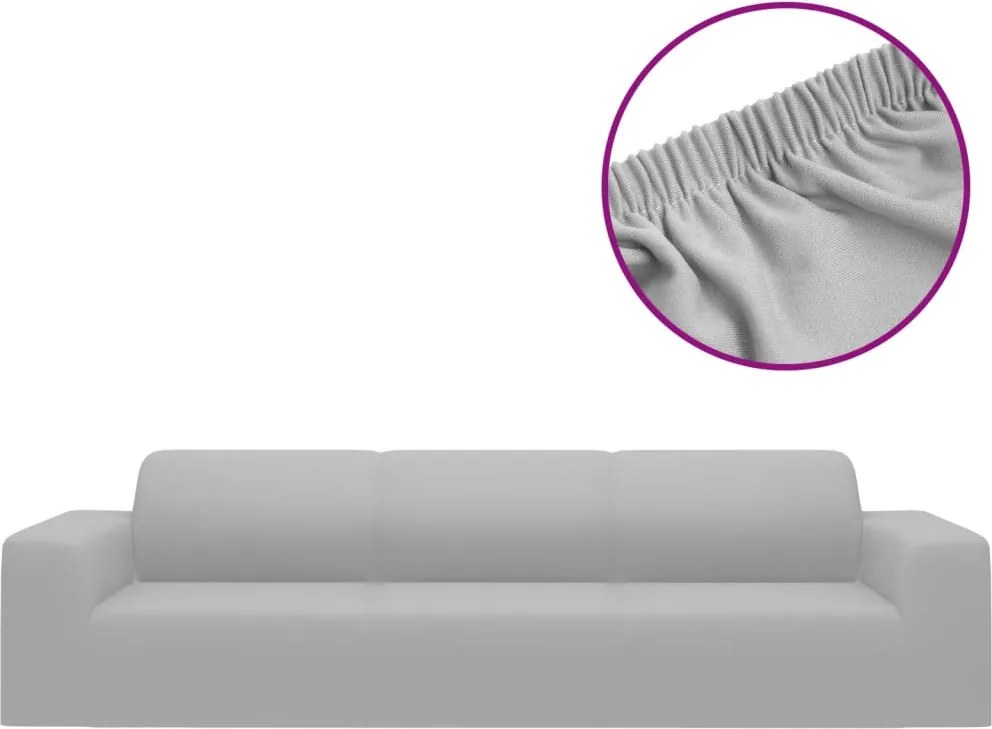 vidaXL Husă elastică pentru canapea cu 4 locuri poliester jersey gri