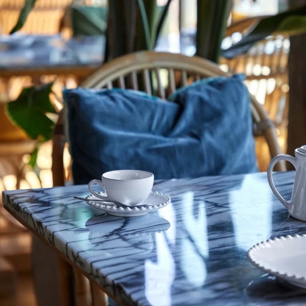 Ceașcă și farfurioară din gresie ceramică Costa Nova Pearl, 250 ml, alb