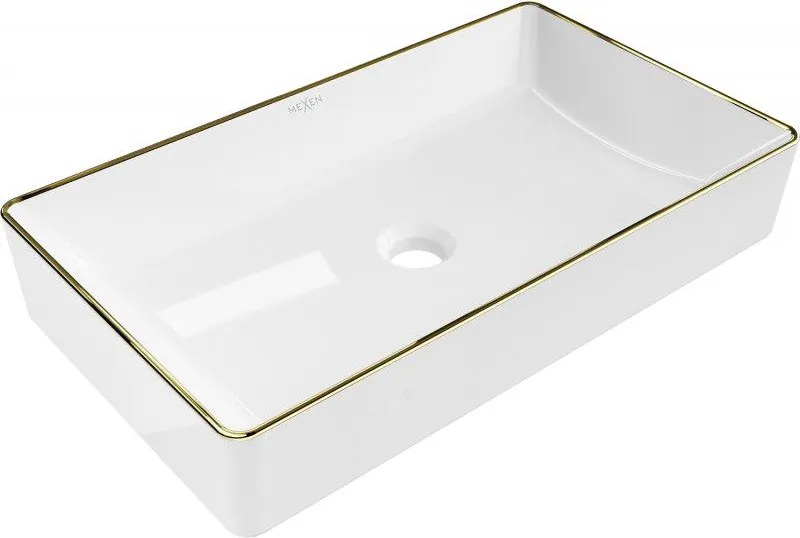 Mexen Nadia lavoar de baie pe blat 62 x 35 cm, alb/auriu margine - 21616005