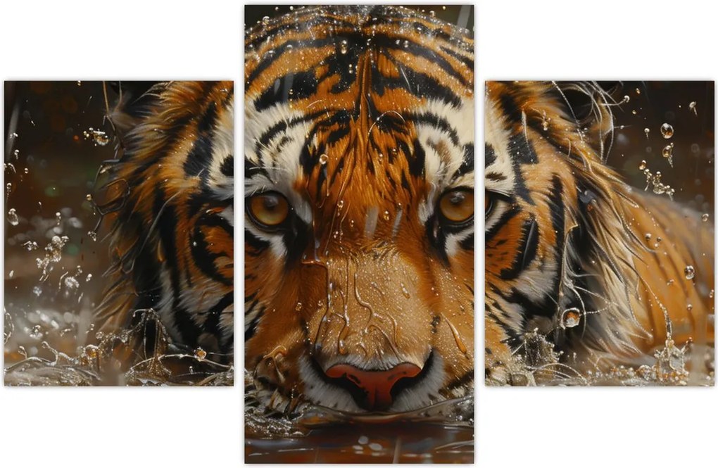 Tablou - Portret de tigru în apă (90x60 cm)