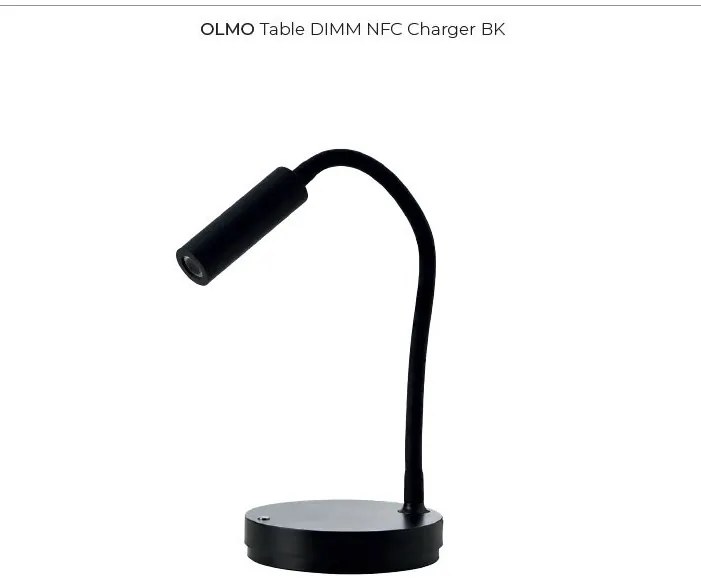 Veioza/Lampa de masa LED dimabila OLMO NFC charger