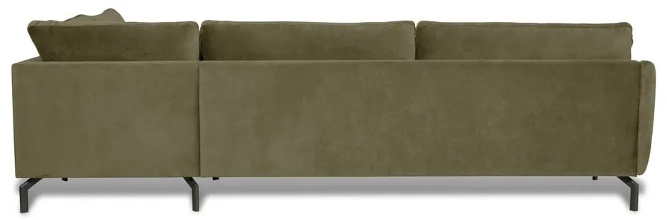 Colțar verde din catifea (cu șezlong pe partea dreaptă) Magic - Scandic