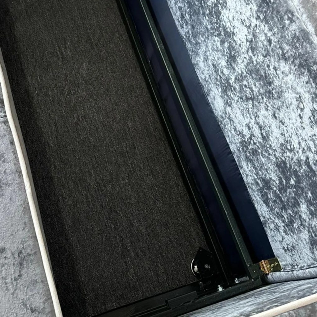 Fotoliu SAMY NEXT extensibil, cu lada de depozitare, stofa gri inchis cu gri deschis , cadru metalic, 103x100x92 Catifea plusata, Gri