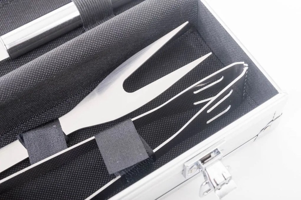 Set de 3 unelte pentru grătar G21, servietă de aluminiu