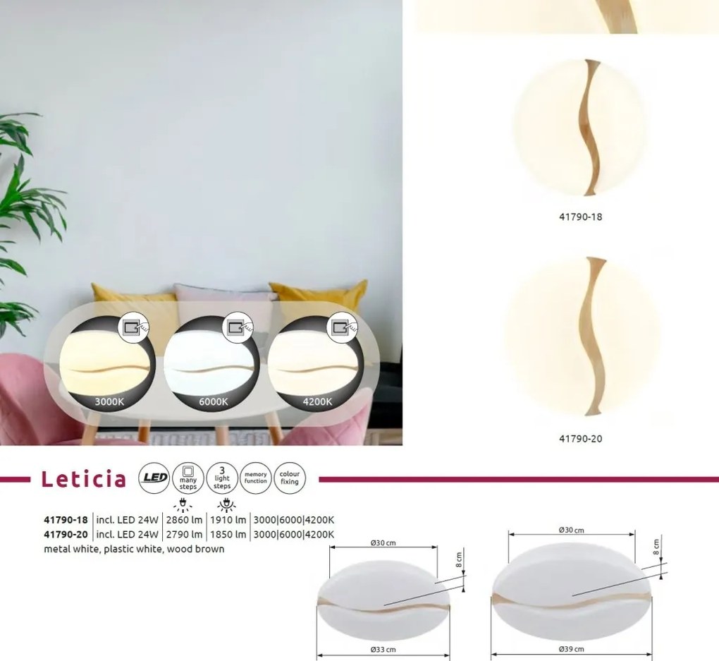 Plafoniera LED slim CCT culorile pot fi fixate LETICIA