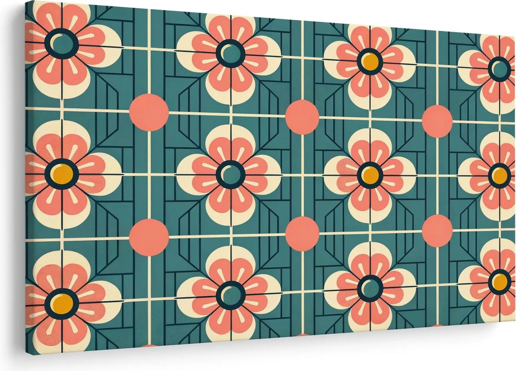 Tablou - Model retro cu flori (90x60 cm)