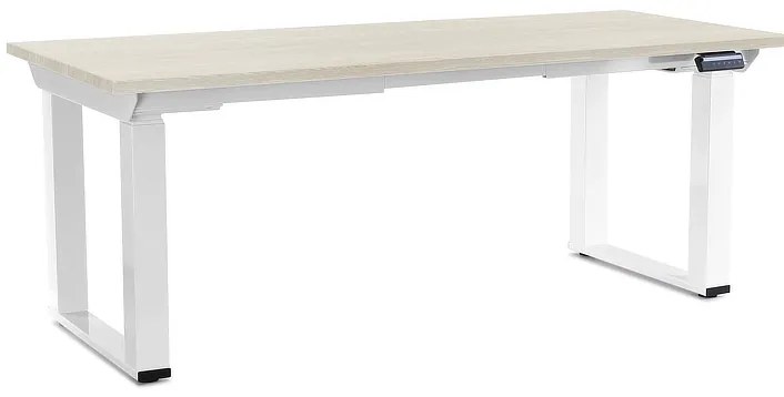 Masă înălțime reglabilă OfficeTech Strong 180 x 80 cm, picioare albe, frasin alb