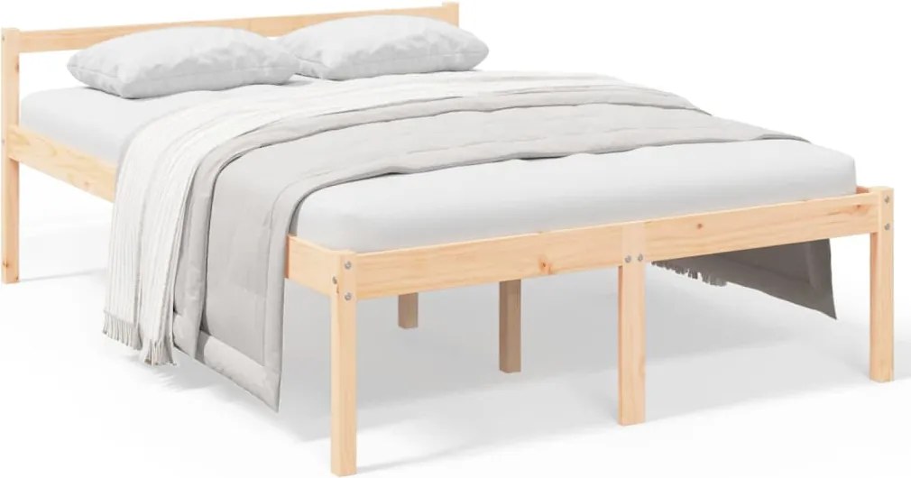 vidaXL Pat pentru seniori dublu mic, 120x190 cm, lemn masiv de pin