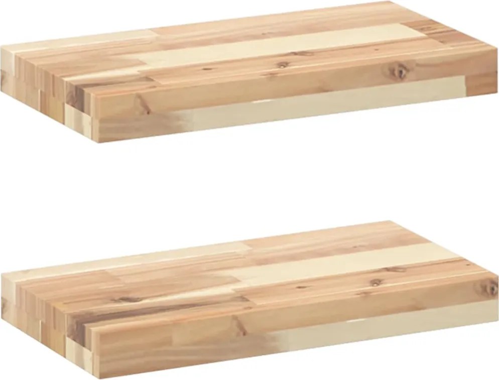 vidaXL Rafturi plutitoare 2 buc. 40x20x4 cm lemn masiv acacia netratat