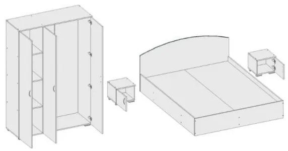 Set Dormitor Nicole, Wenge &amp; Alb