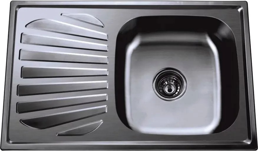 Chiuveta inox Inter Ceramic cu o cuva cu picurator stanga finisaj negru lucios 80x50 cm