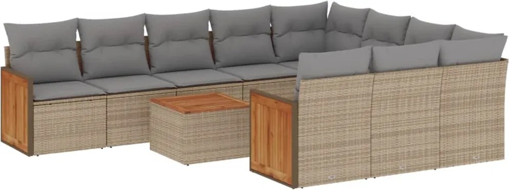 vidaXL Set canapele de grădină cu perne, 11 piese, bej, poliratan