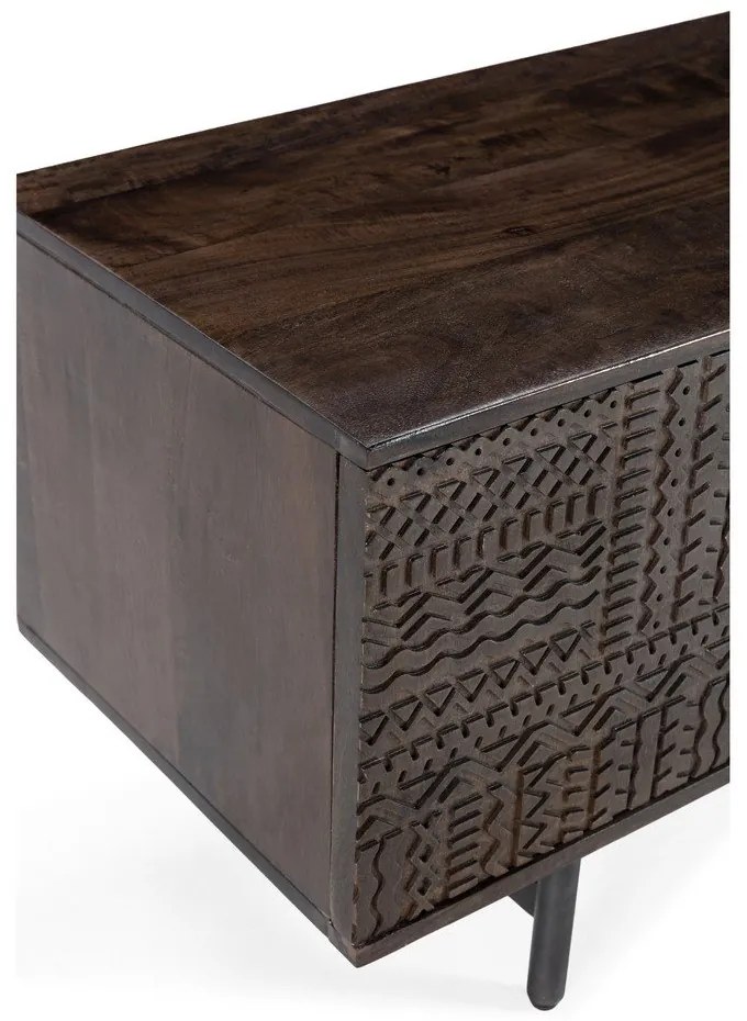 Comodă TV maro închis din lemn de mango 145x48x40 cm Kalai – MOME