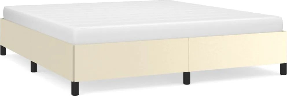 vidaXL Cadru de pat, crem, 160x200 cm, piele ecologică