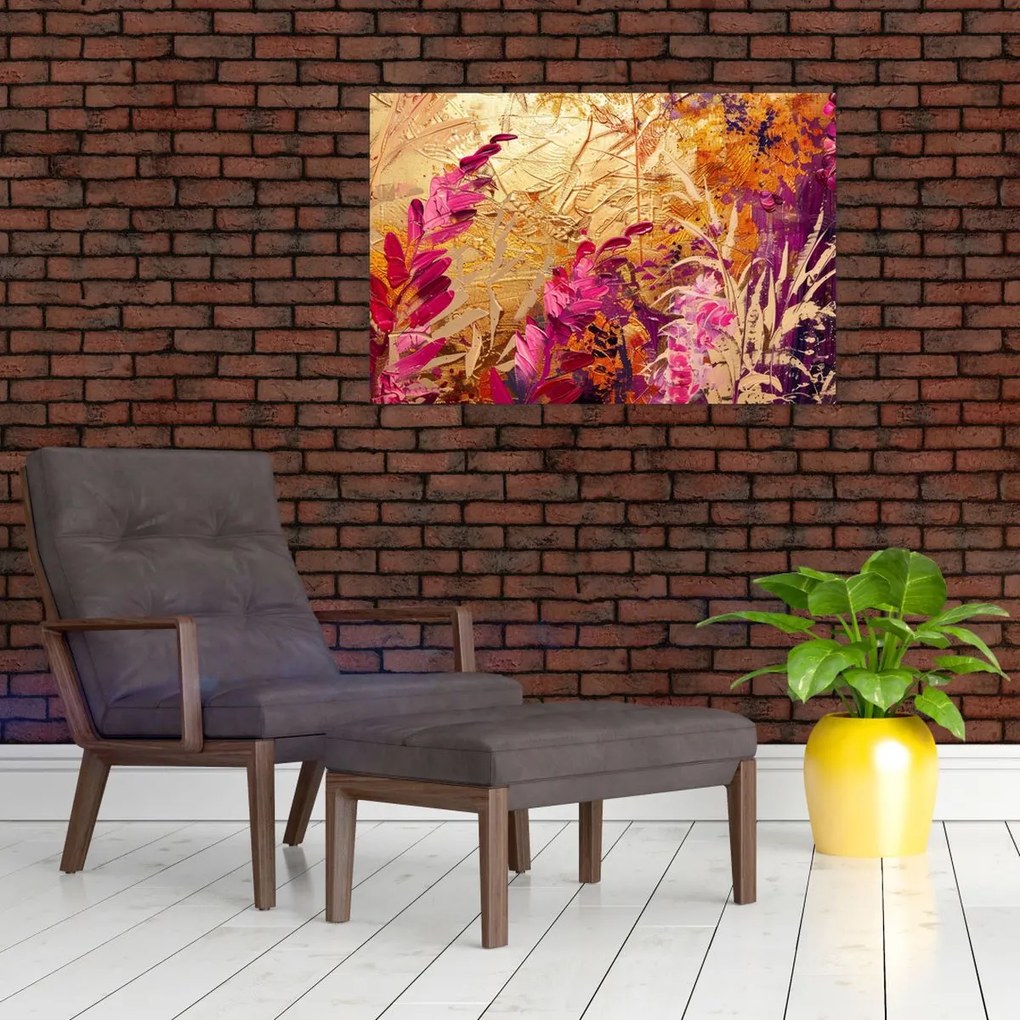 Tablou - Pictură abstractă de flori II. (90x60 cm)