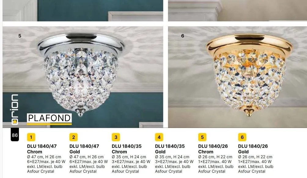 Plafoniera cristal Asfour design elegant lux PLAFOND D-35cm aurie