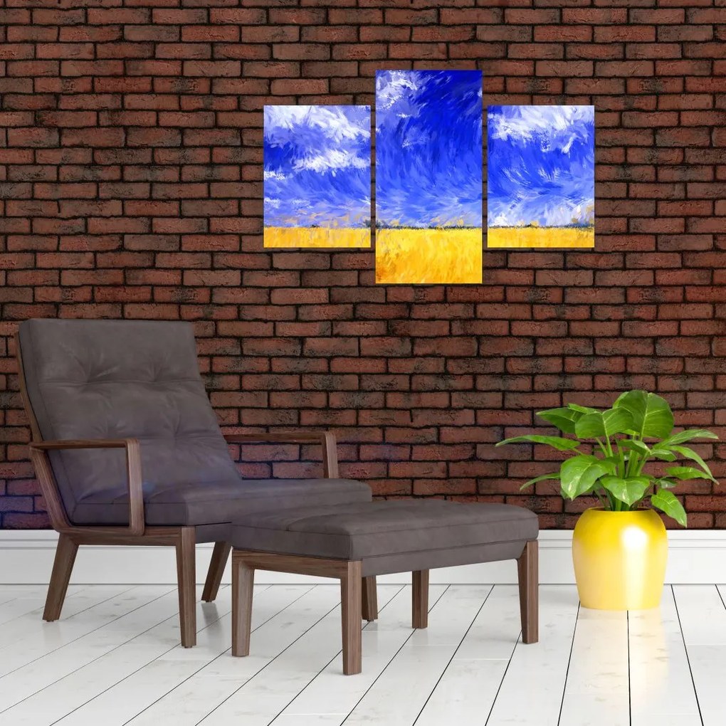 Tablou - Pictură în ulei, câmp auriu (90x60 cm)