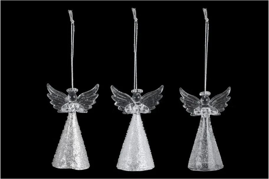 Set 3 decorațiuni suspendate de Crăciun din sticlă Ego Dekor Angelico