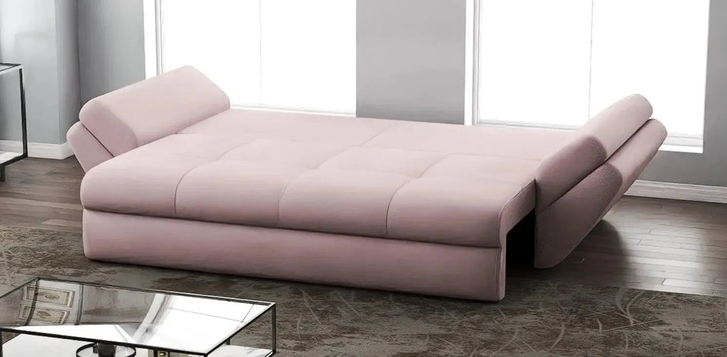Canapea extensibilă dumonde cu ladă de depozitare si sezut confortabil din spuma high-density, Loana Enjoy Flamingo 250x100 cm