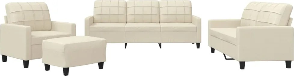 vidaXL Set de canapele cu perne, 4 piese, crem, piele ecologică