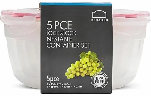 LOCKnLOCK Set de recipiente pentru alimente Lockrotund, 5 buc