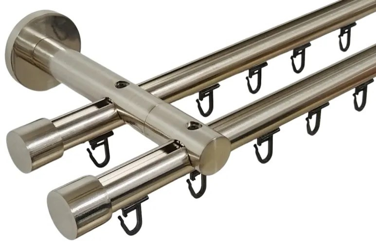Galerie dubla teava profil capacel ,prindere perete 19/19 inox (Alege marime: 320 cm)