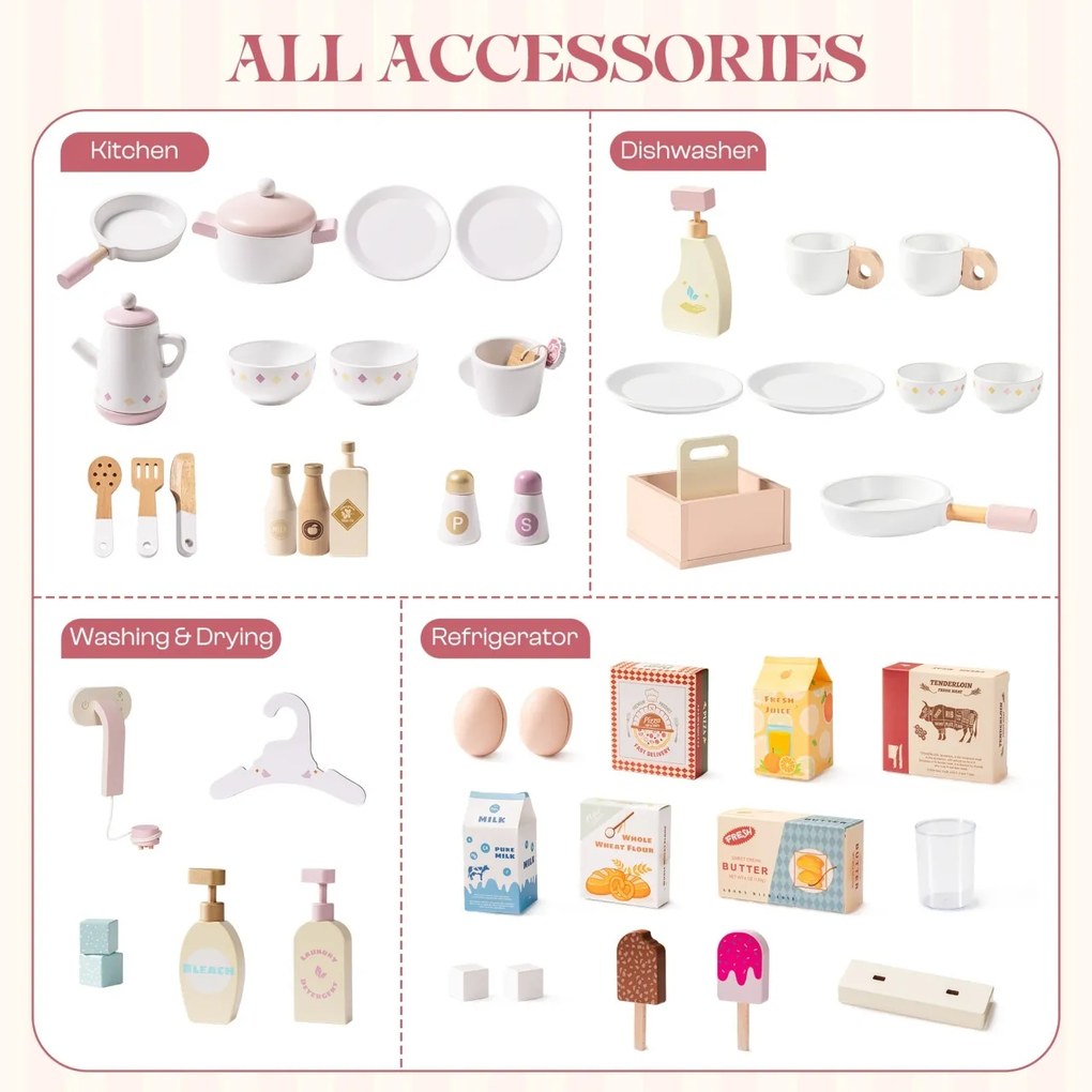 Bucatarie copii din lemn Series Roz